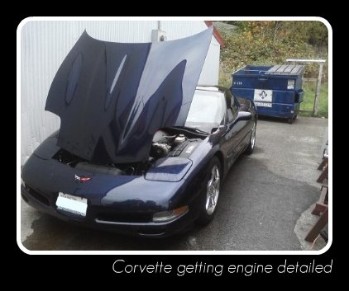 Corvette getting engine detailed